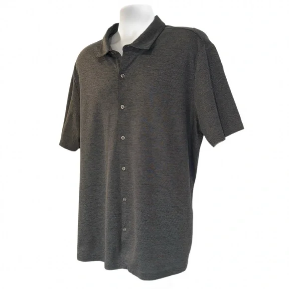Robert Barakett Robbins Knit Button-Down Shirt Men’s XXL Gray Short Sleeve - Picture 3 of 11